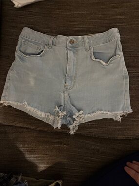 Forever 21 Light Blue Distressed Denim Cutoff Shorts